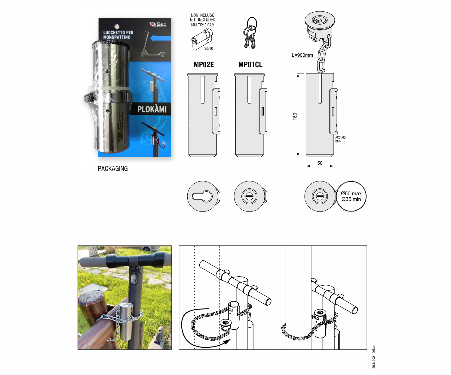 LUCCHETTO PER MONOPATTINO e-SCOOTER PLOKAMI - immagine 3